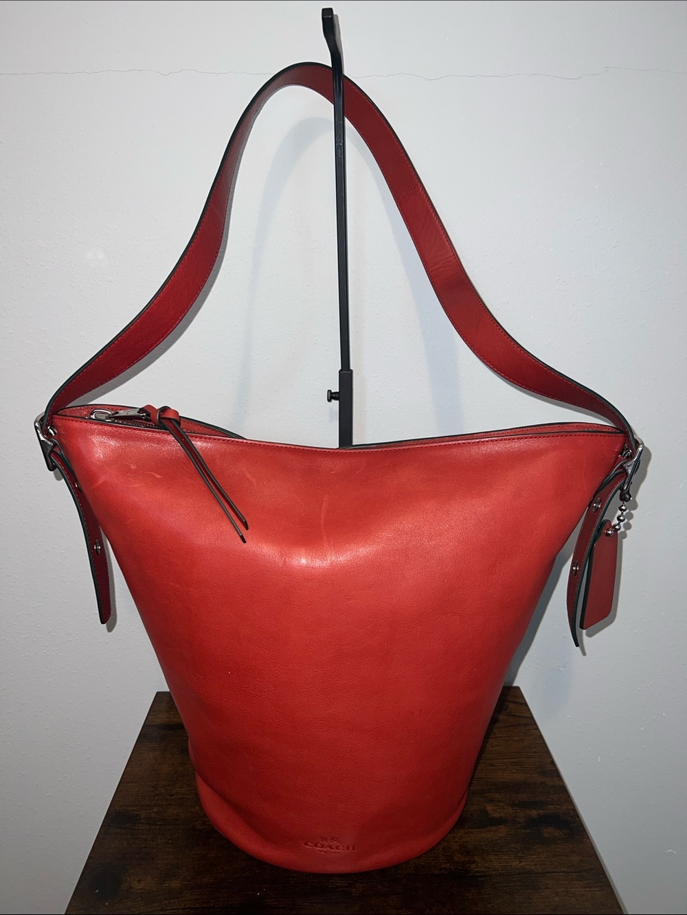 Coach Bleecker 32282 Red Leather Duffle Bucket Shoulder Bag NWOT